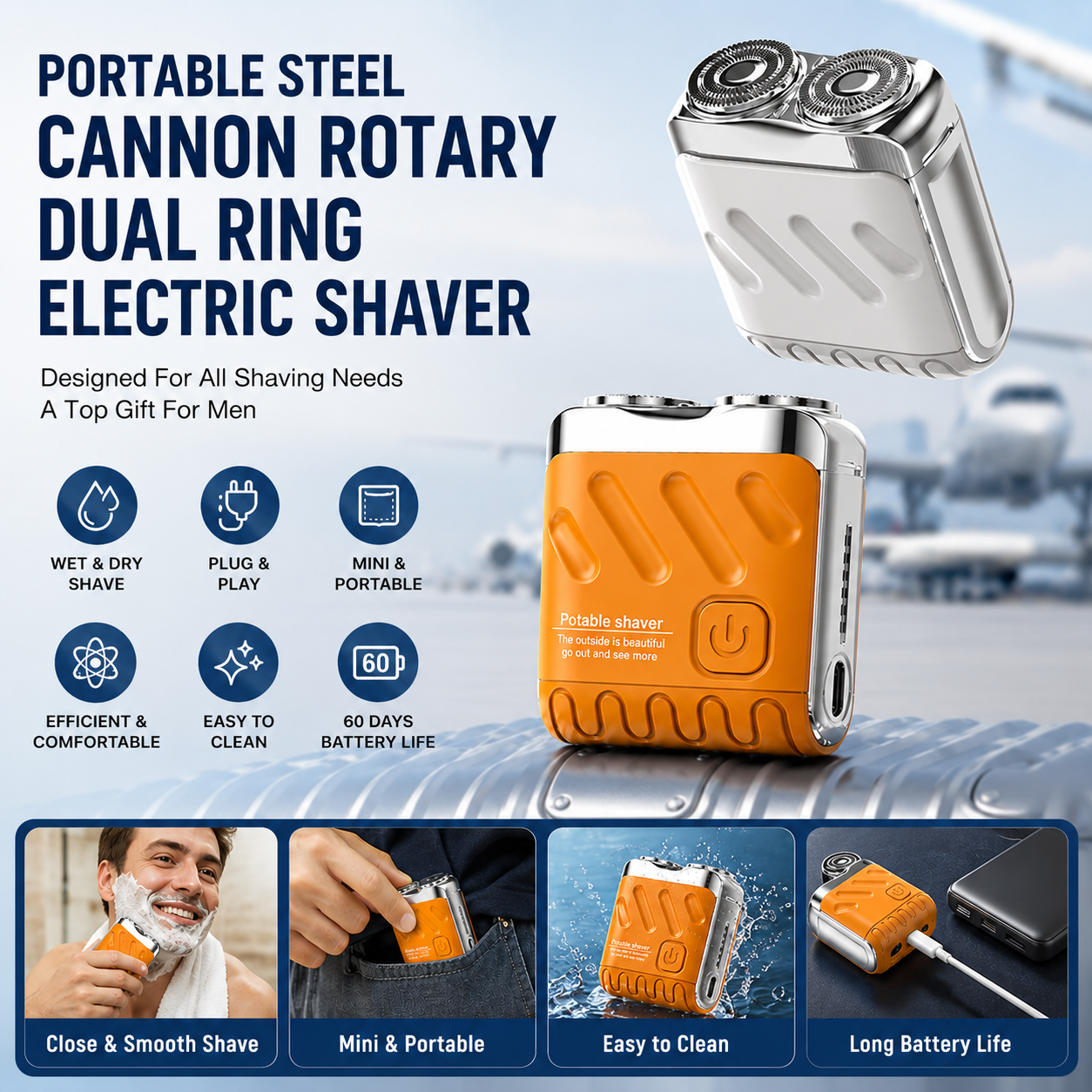 PortableShaver® – Mini Rotary Dual Ring Electric Shaver