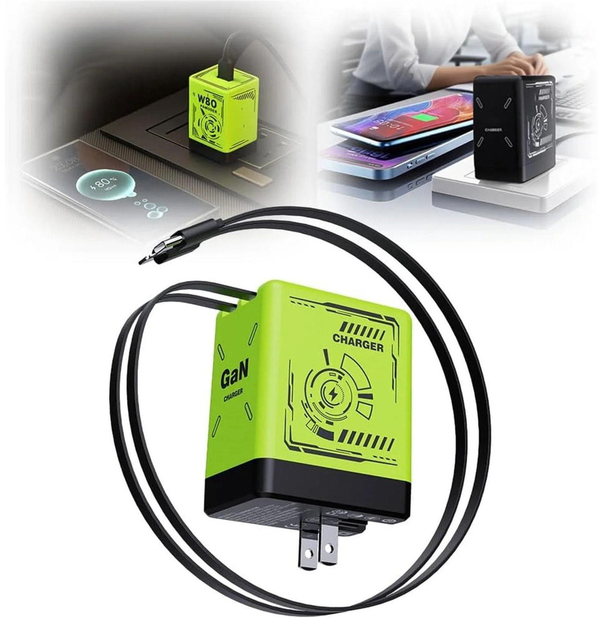 GaN 2-in-1 Retractable Fast Charger